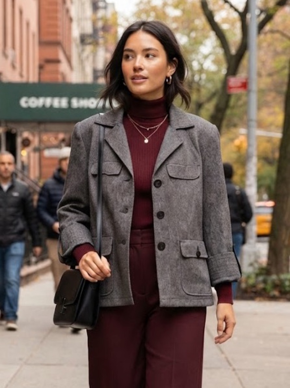 Larry Levine Charcoal Gray Tailored Button Blazer